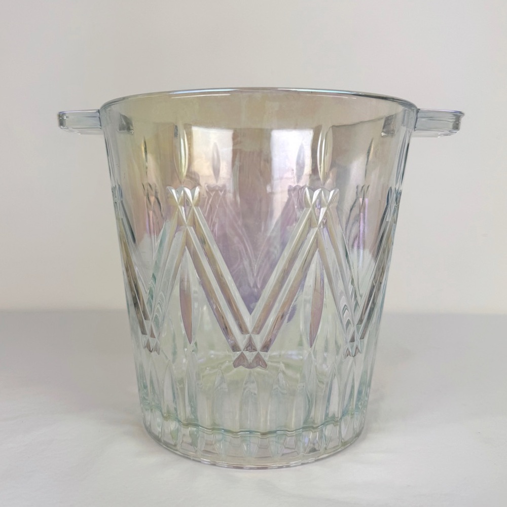 Vintage Iridescent Crystal Glass Champagne Ice Bucket